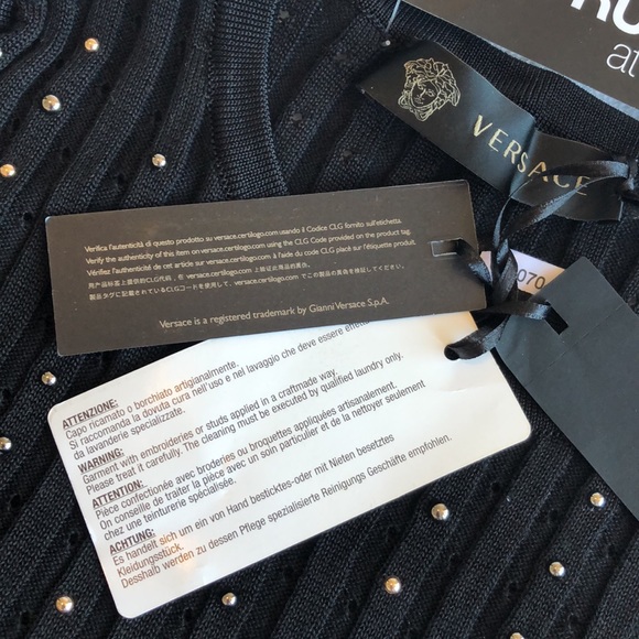 Versace Ribbed Knit Top with Studs Size EU 38 / 160 Authentic - Picture 6 of 16